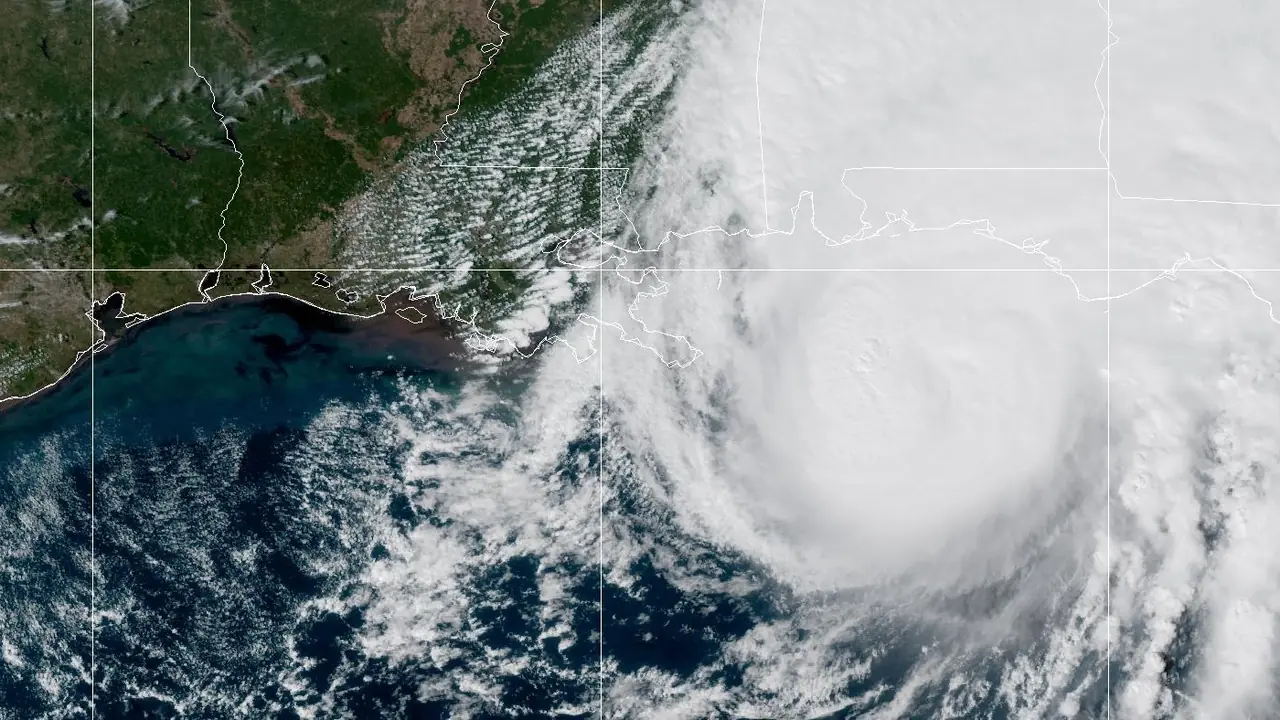 Daytime GOES-19 satellite image of Hurricane Isaias as a major hurricane over the northeastern Gulf, nearing the Florida Panhandle