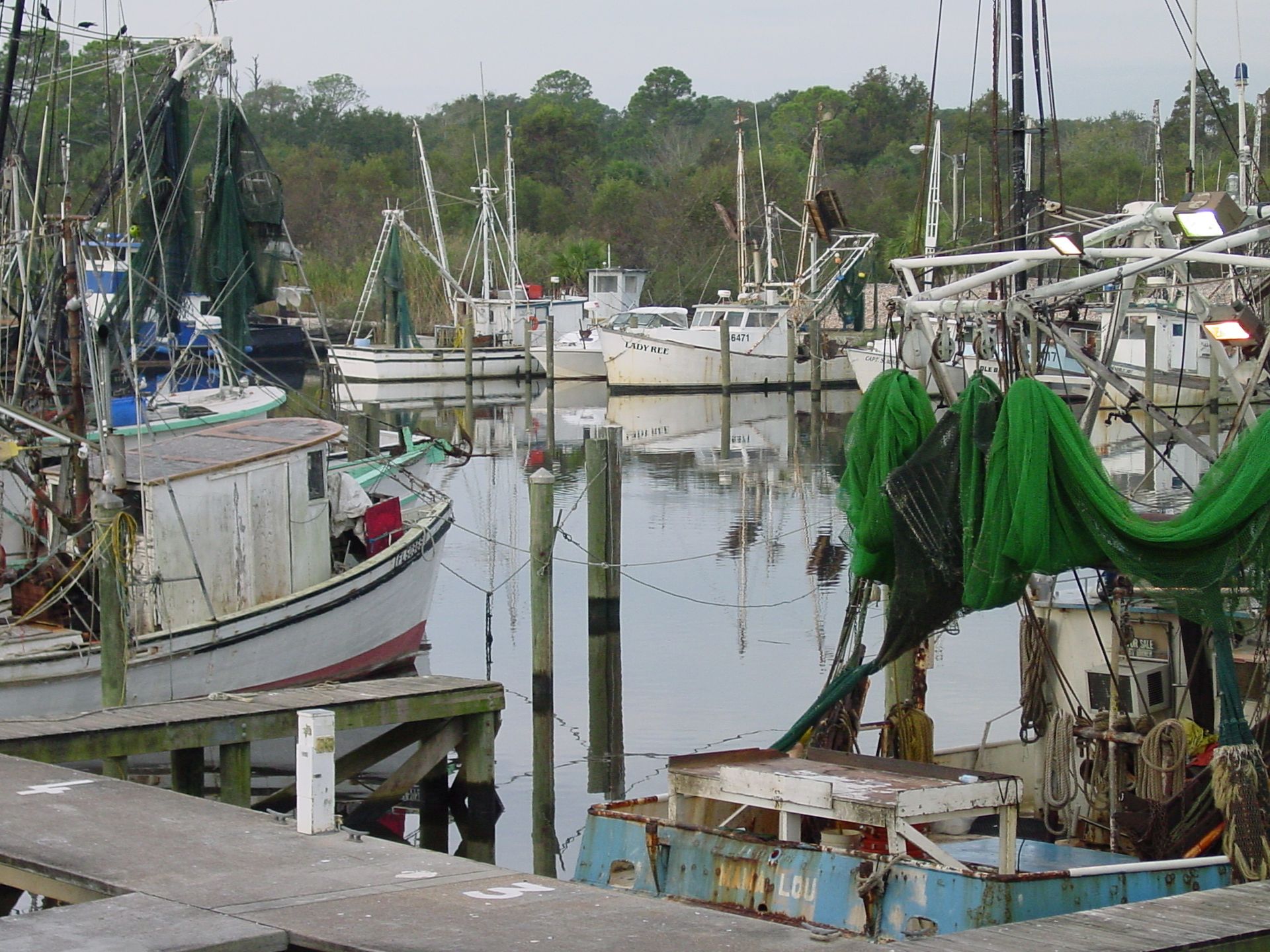 Fishing boats at the docks in Apalachicola, Florida