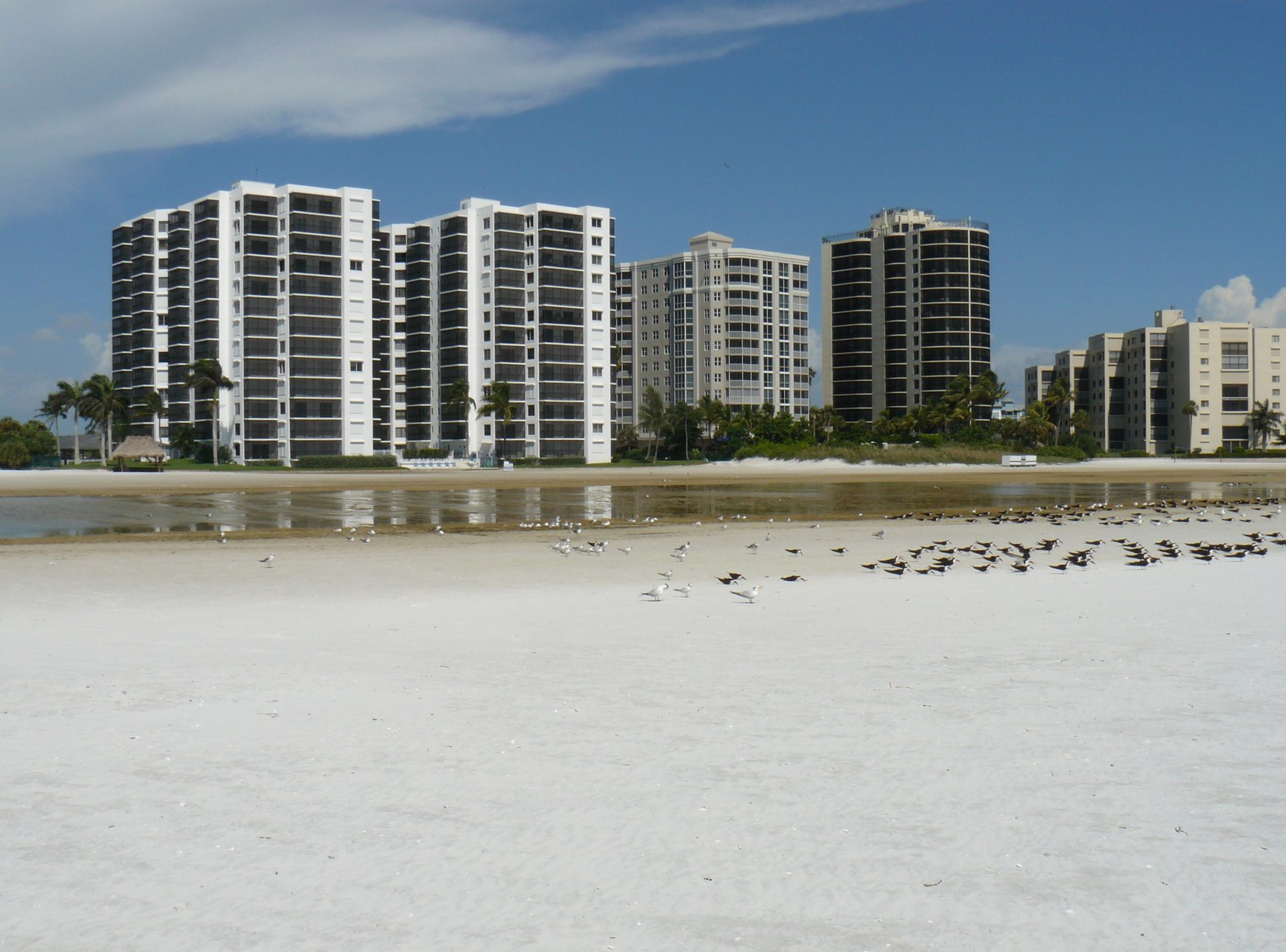 Fort Myers Beach shoreline with condominium towers on Estero Island