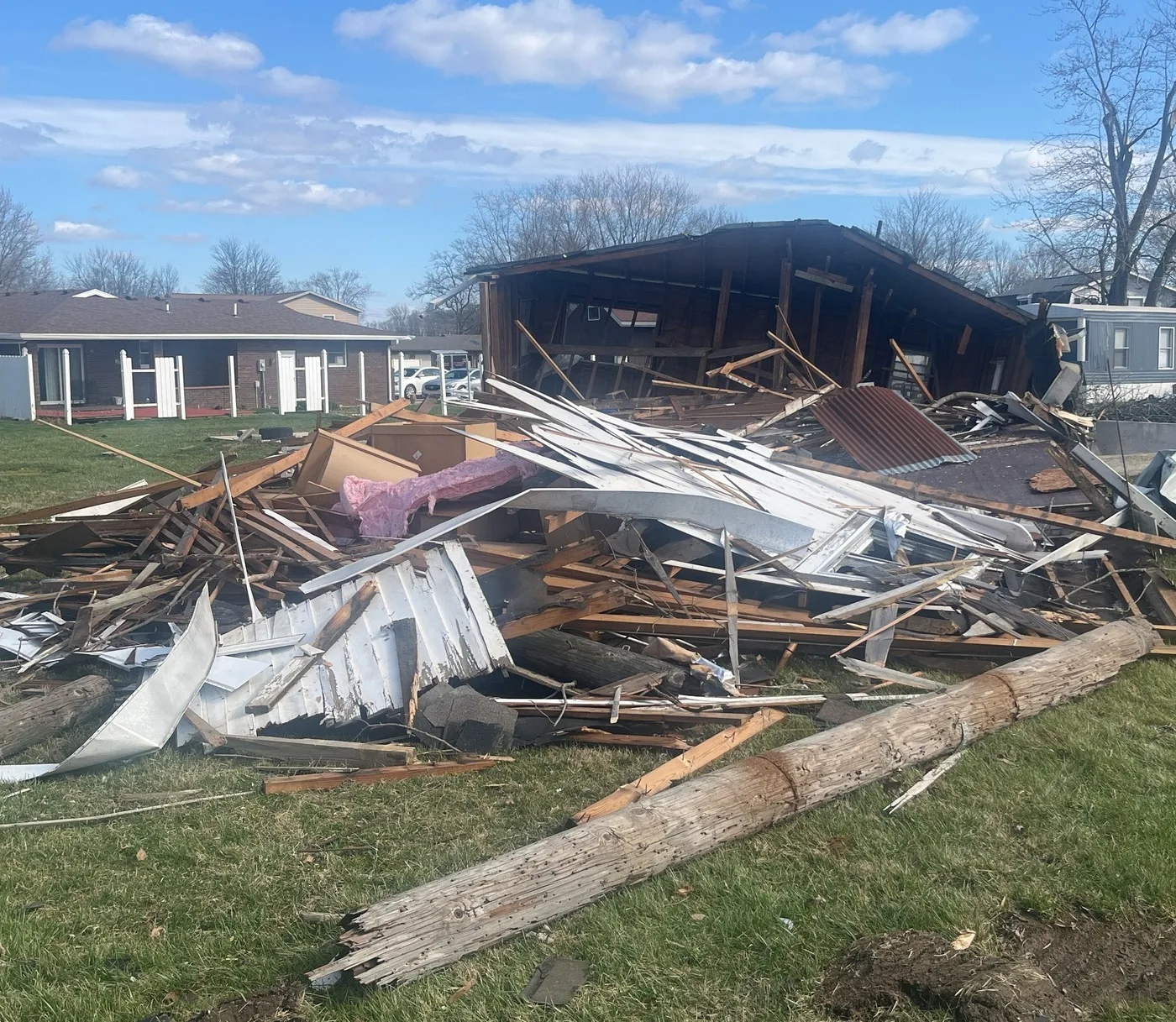 Storm-damaged property illustrating losses we document for Grand Prairie claims