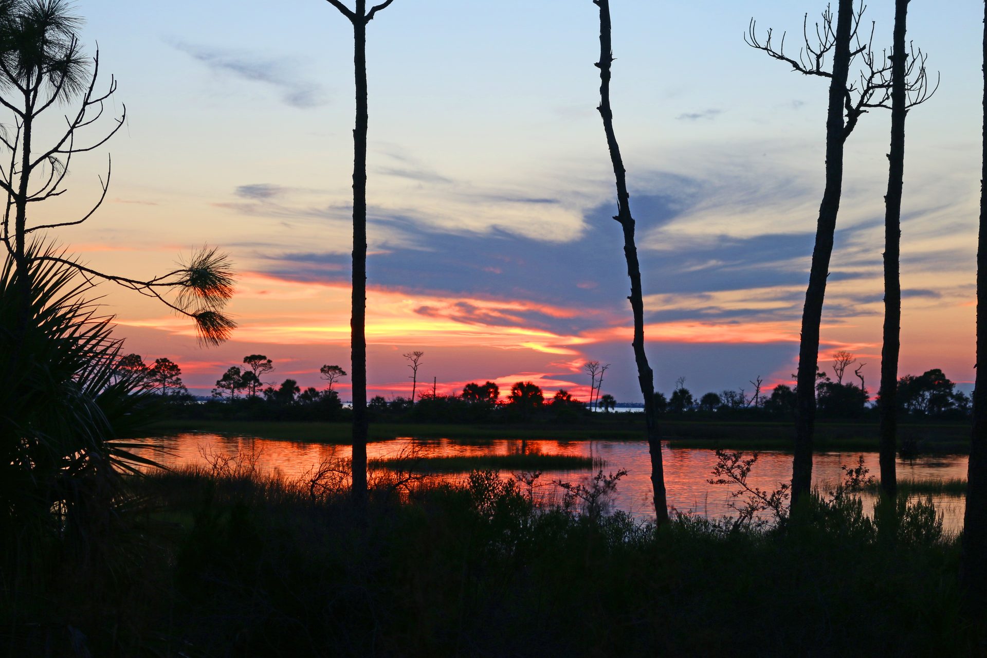 Sunset over the water at Indian Pass near Port St. Joe, Gulf County
