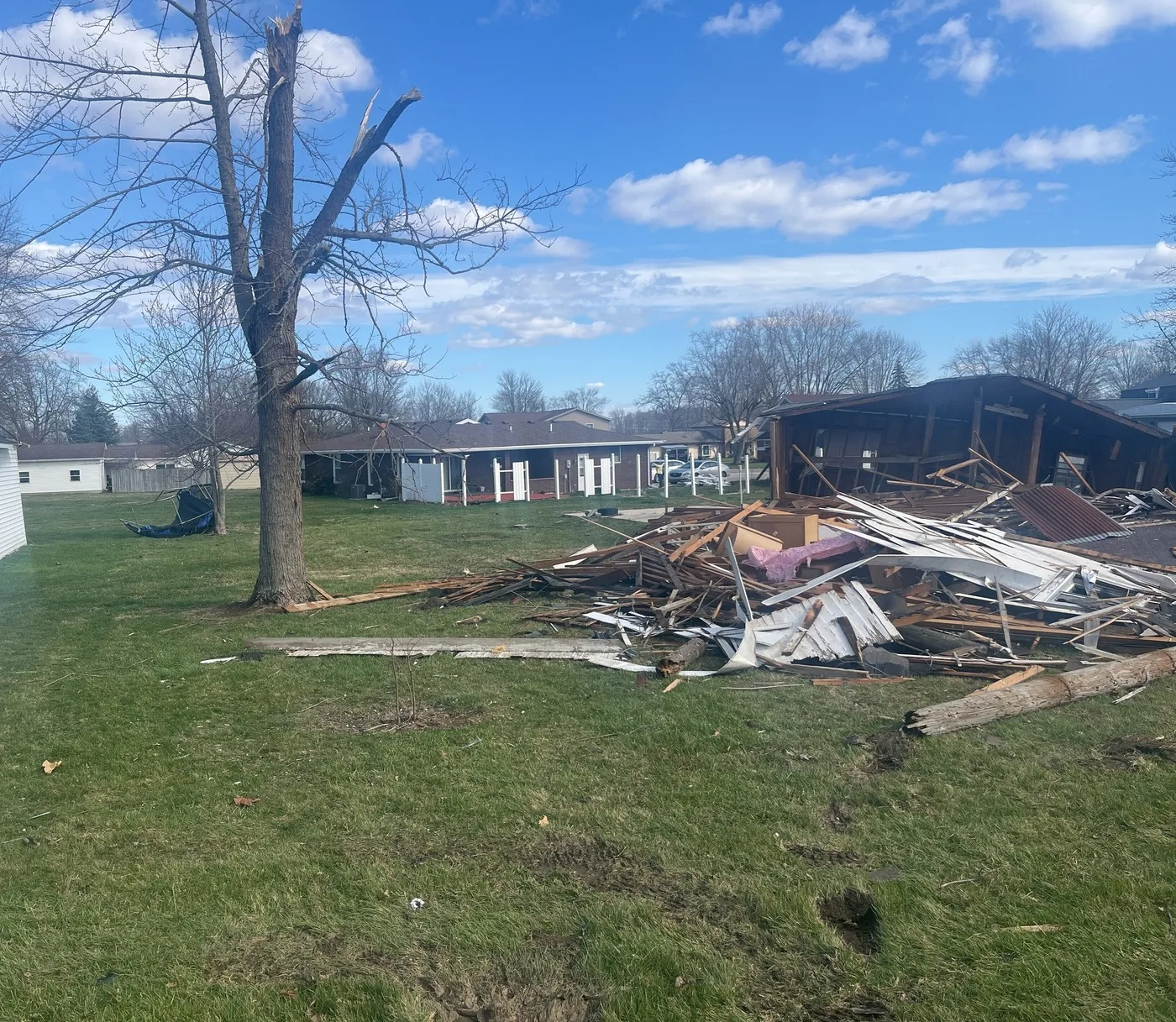Storm-damaged home illustrating losses we document for Huntersville claims