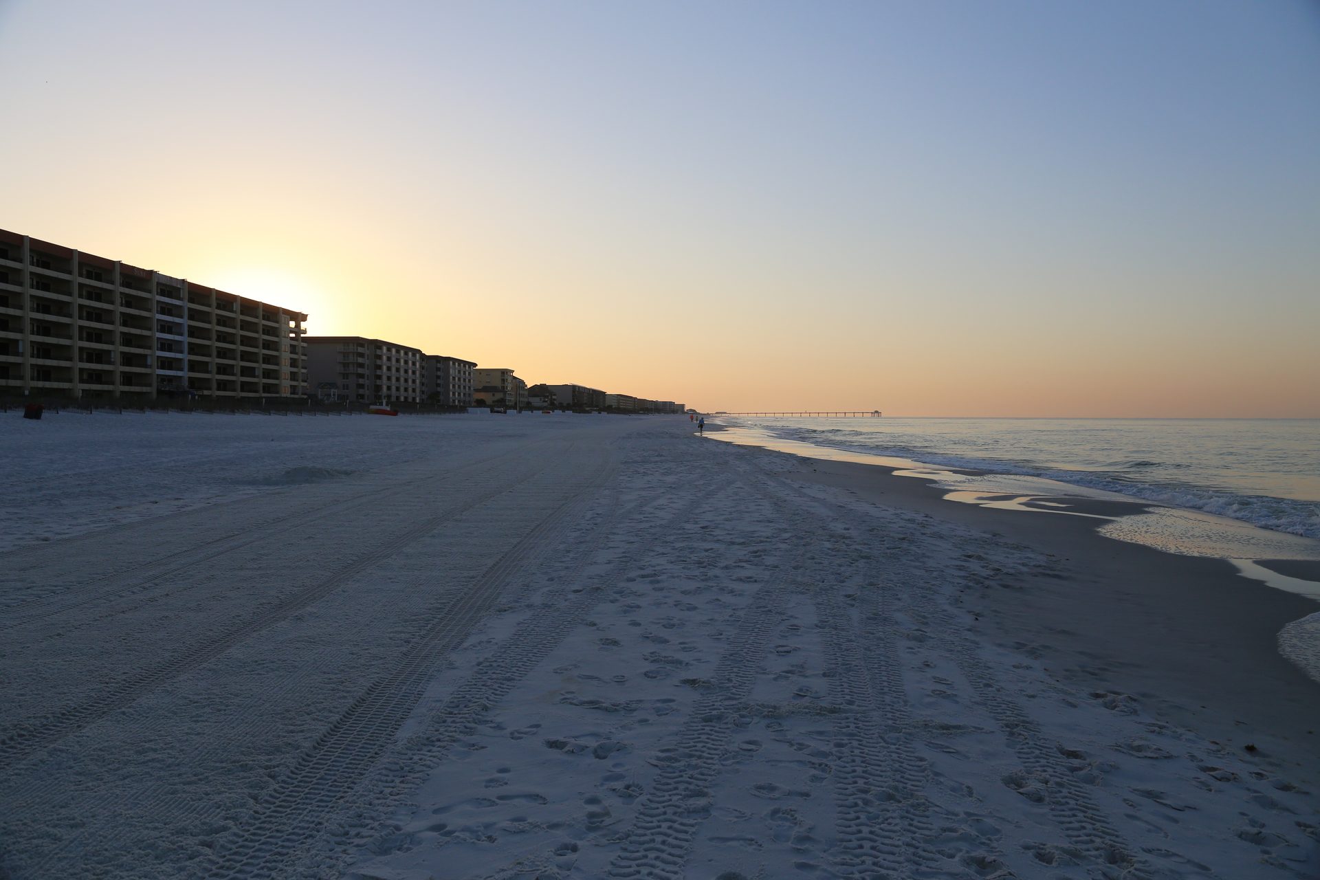 White sand and Gulf water on Okaloosa Island near Fort Walton Beach, Okaloosa County