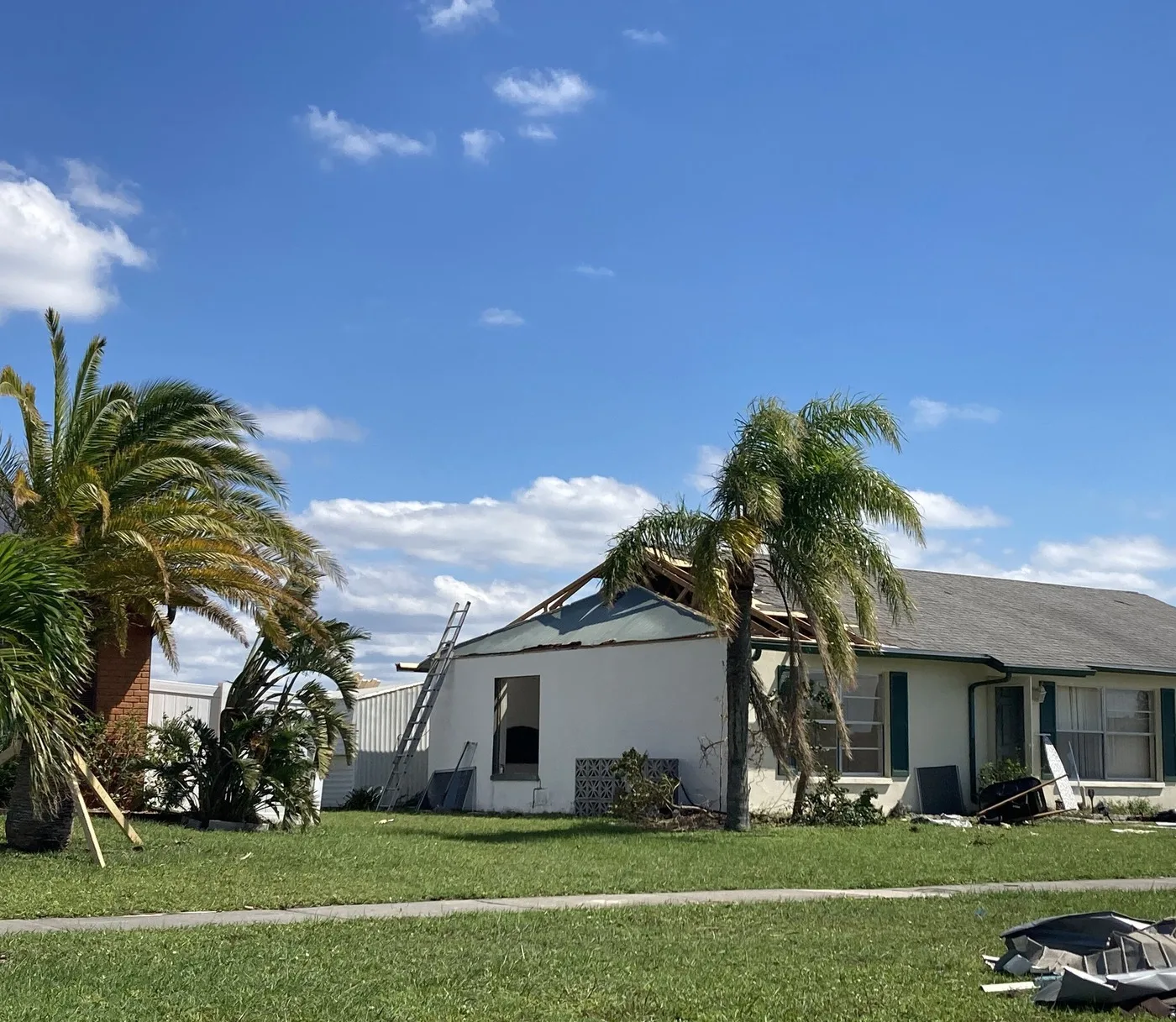 Storm-damaged property illustrating losses we document for Pensacola claims