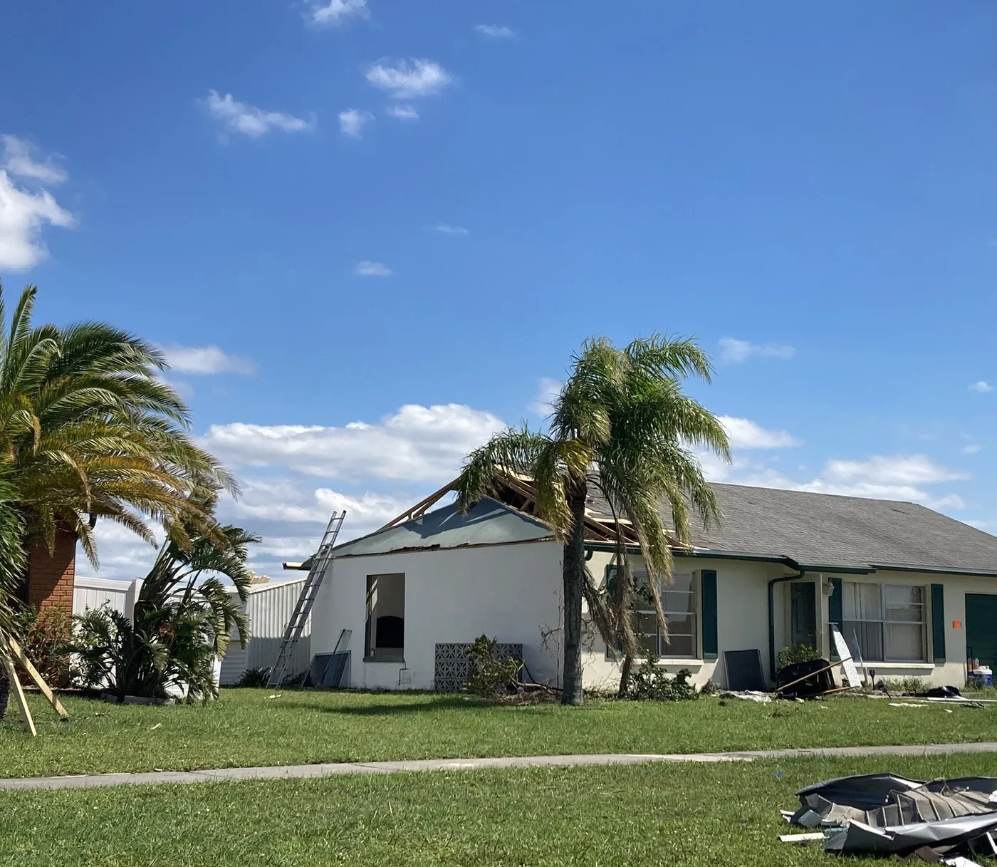 Storm-damaged property illustrating losses we document for Pompano Beach claims
