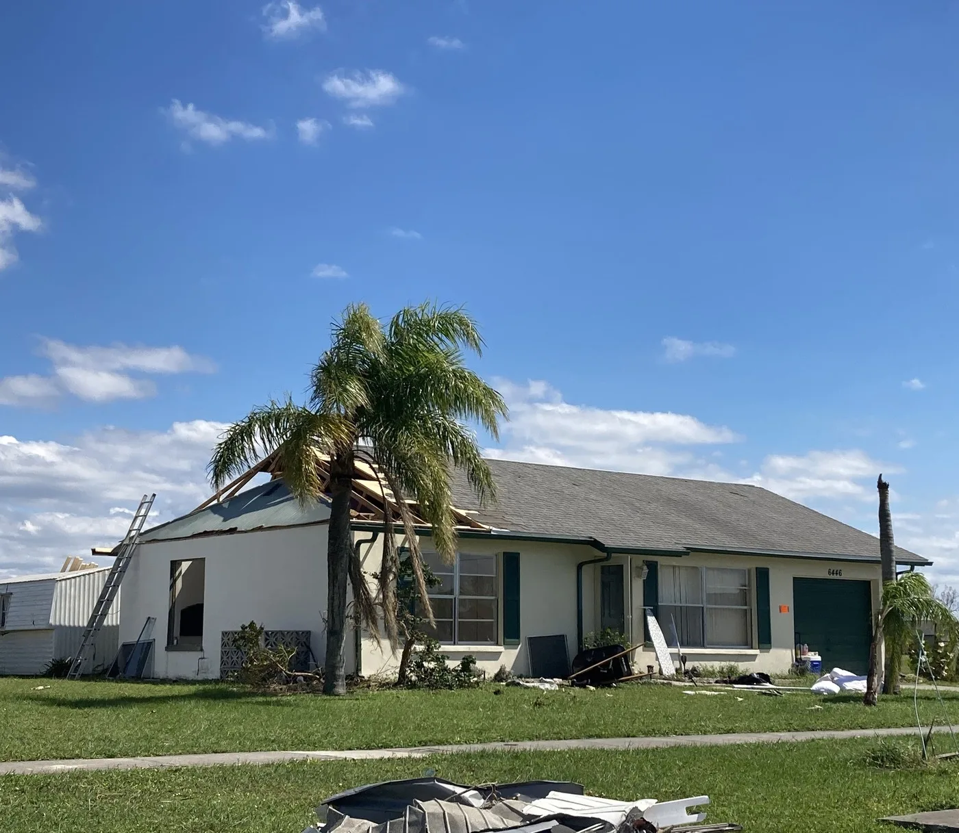 Storm-damaged home illustrating losses we document for Richland claims